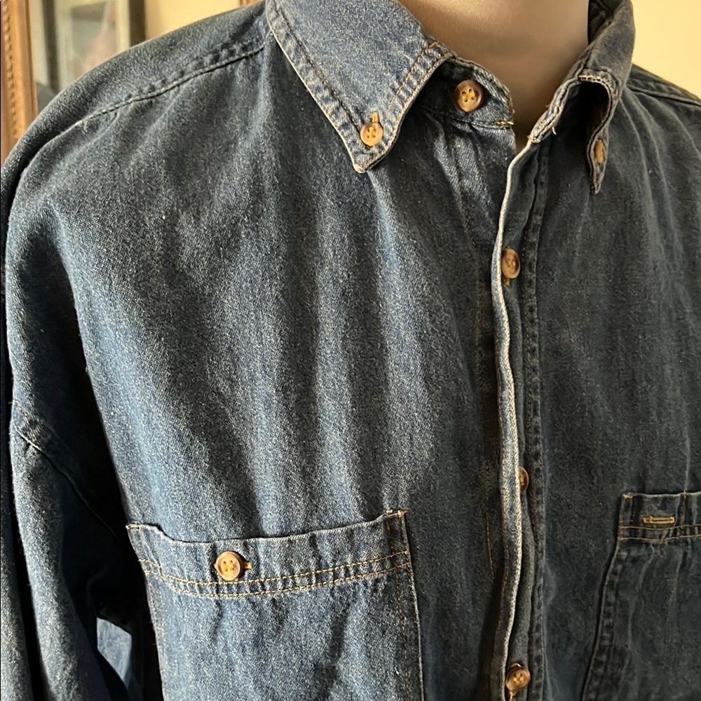 Robert Stock Men's Blue Denim Shirt Size L - Picture 2 of 4